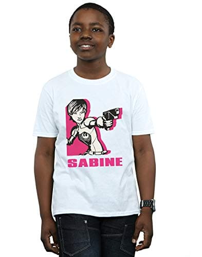 Image of Star Wars Boys Rebels Sabine T-Shirt White 5-6 Years