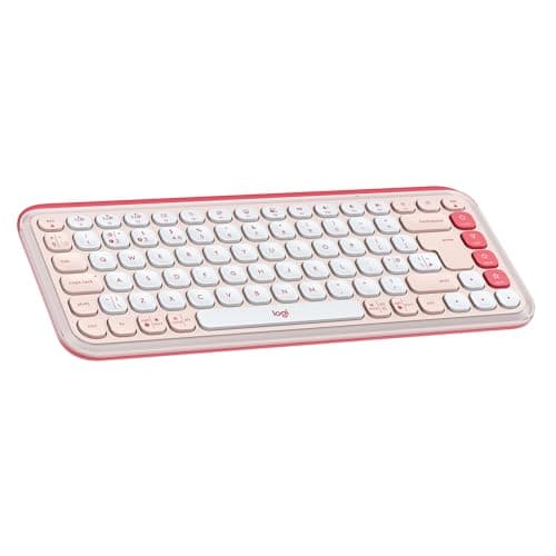 Image of Logitech POP ICON KEYS Wireless Bluetooth Keyboard, Comfortable Typing, Programmable Keys, Easy-Switch Between up to 3 Devices, for Laptop, Tablet, PC, QWERTY UK English Layout – Rose