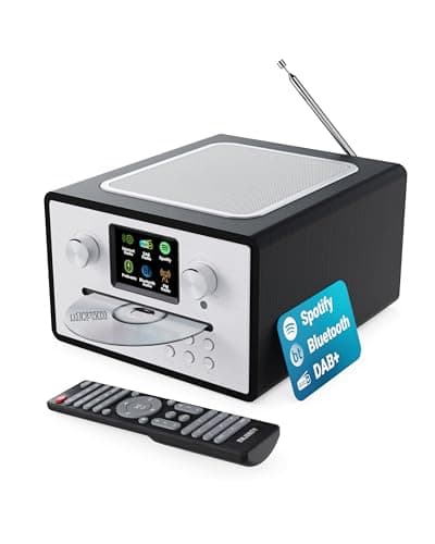 Image of Internet Radio Wifi CD Player for Home | DAB+ FM Kitchen Radio Mains Powered | Bluetooth 5.3, Spotify Connect & Podcasts | Full Colour Screen, App Control & Included Remote | MAJORITY Homerton (Black)
