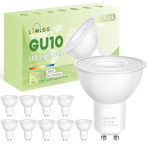 Image of Lumlog GU10 Led Bulbs Natural White 4000K, 5W Spotlight Light Bulb, 810LM Energy Saving LED Bulb, (50W Equivalent), Non-Flicker, Non-Dimmable, for Home Lighting, 10 Pack [Energy Class C]