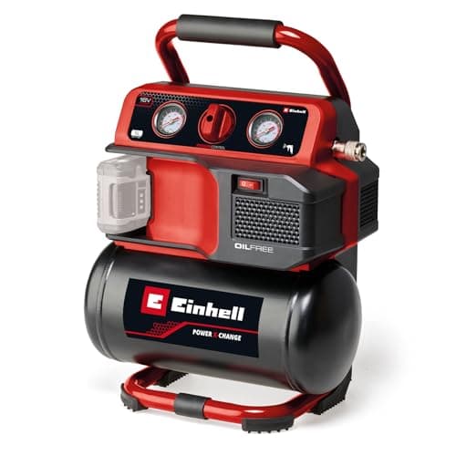 Image of Einhell Cordless Air Compressor 18V Power X-Change, Oli-Free Portable Electric Pump and Tyre Inflator for Workshops with 5L Tank, Without Battery TE-AC 18/75 Li