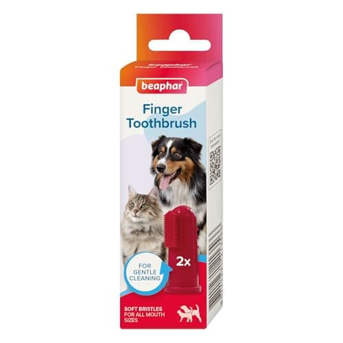 Image of Beaphar - Finger Toothbrush - Dental Care for Cats & Dogs - Flexible, Silicone Finger Toothbrush with Soft Bristles - for Close, Accurate Cleaning - Ideal for Sensitive & Young Pets - 2 Brush Pack