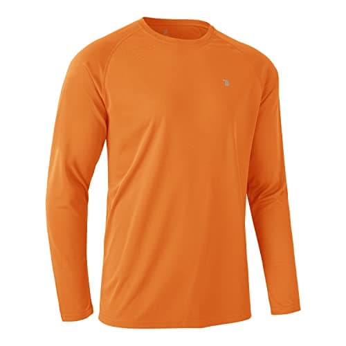 Image of Rdruko Long Sleeve Running Top Men Breathable Running Sport Gym Hiking Shirt Quick Dry UV Sun Protection Fishing T Shirts Orange L