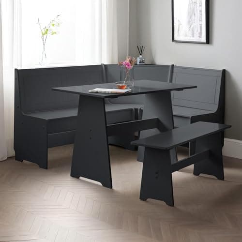 Image of Julian Bowen Anthracite Wood Newport Corner Dining Set with Storage Bench