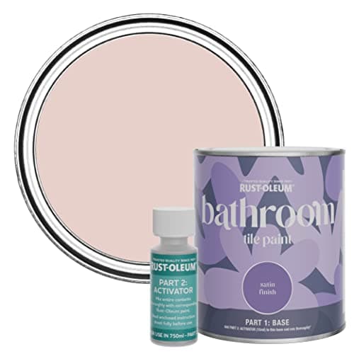 Image of Rust-Oleum Pink Water-Resistant Bathroom Tile Paint in Satin Finish - Pink Champagne 750ml