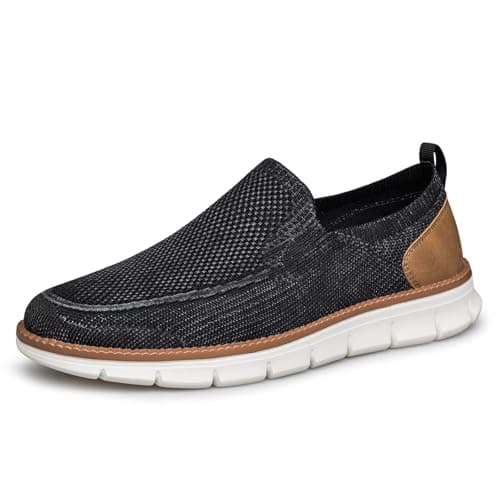Image of ADQ Mens Loafer Flat Slip On Walking Shoes Mesh Breathable Lightweight Soft for Driving Casual Black White