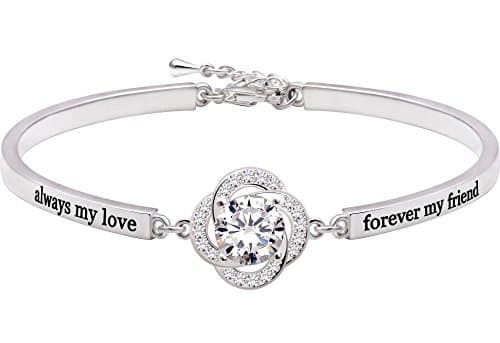 Image of ALOV Jewelry Sterling Silver "always my love forever my friend" Cubic Zirconia Bracelet