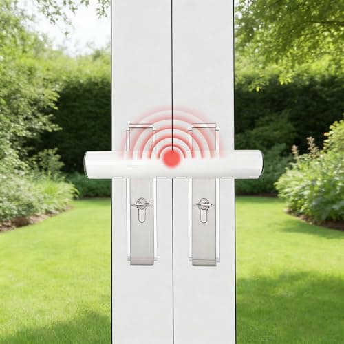 Image of Patio Door Security Lock with Alarm,High Security French Door Security Lock,Anti-Theft Patio Door Locks,French Double Door Lock for Double Conservatory Doors Lock (White) (White)
