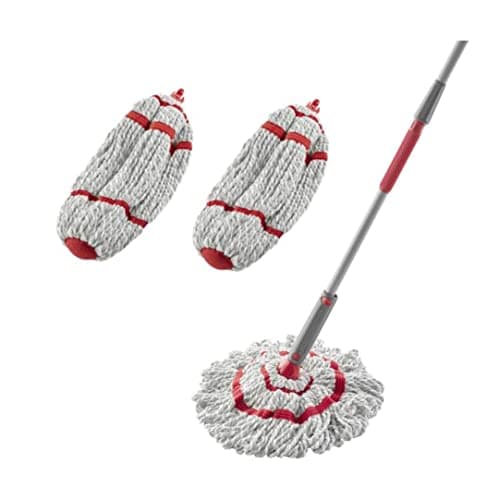 Image of Rubbermaid Microfiber Twist Mop Kit with 2 Refills Kit, Machine Washable, Built-in Wringer, Lightweight, Safe for All Floor Types, Deep Cleaning for Home/Bathroom/Garage/Office