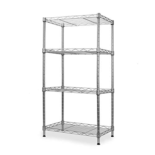 Image of Maison & White 4 Tier Shelving Unit | Kitchen, Bathroom & Garage Storage Rack | Standing Shelf Organiser | Metal Storage Shelves | Organisation Rack | M&W