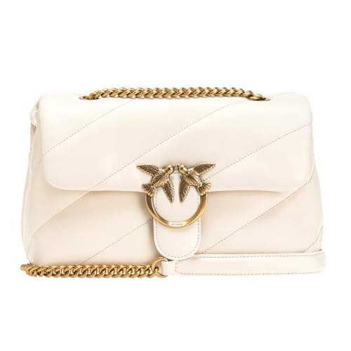Image of Pinko LOVE CLASSIC PUFF CL SHEEP NAP, Women’s Handbag, Z14Q_BIANCO SETA-ANTIQUE GOLD,