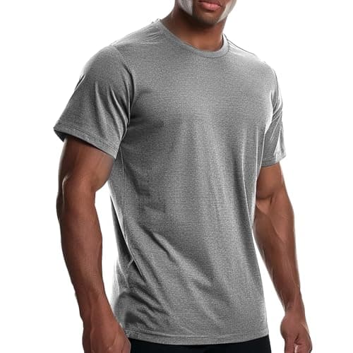 Image of Men’s Gym T-Shirts Bamboo Viscose Athletic Workout Sport Tee Activewear Loose Fit Training Casual Quick Drying Light Grey