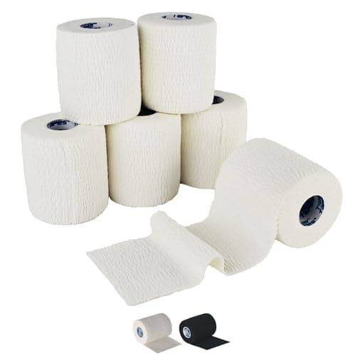 Image of 6 Rolls - TIGERTAPES EAB Tape | 7.5cm x 6.9m White - Tearable Elastic Adhesive Bandage - Easy Tear Light EAB Sports Tape for Medical Strapping, Lifting Blocks, Knee, Elbow & Wrist - Rugby Lifting Tape