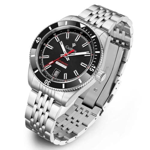 Image of CADISEN Automatic Watch Men's Mechanical Sapphire Glass 100 m Waterproof Casual Company, black, Bracelet