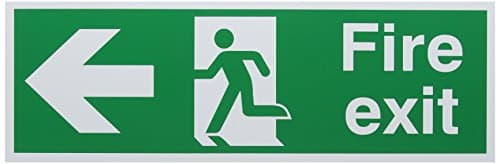 Image of SIGNSLAB FX04311R Safety Sign "Fire Exit Running Man Arrow - Left", PVC, 150 mm x 450 mm