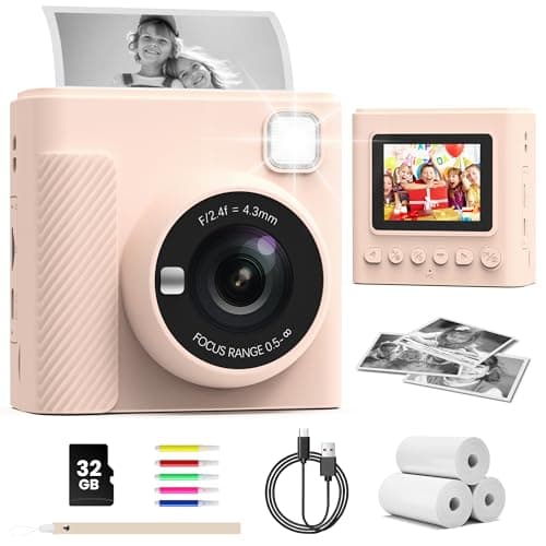 Image of TIATUA Kids Camera Instant Print, 2.4'' Instant Camera for Kids with 32G Card & Print Photo Paper, 1080P Video Kids Digital Toy, Christmas Birthday Gifts for Boys Age 3-12 Years Old (Brown)