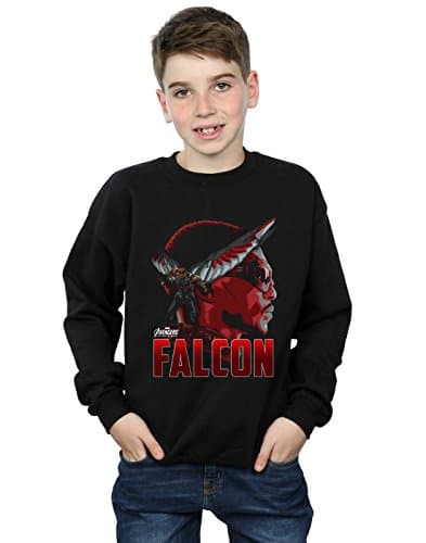 Image of Marvel Boys Avengers Infinity War Falcon Character Sweatshirt Black 7-8 Years