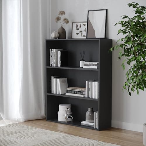 Image of URBNLIVING Wide 3 Shelf Tier Wooden Bookcase Cabinet Storage Shelving Display Shelves Unit