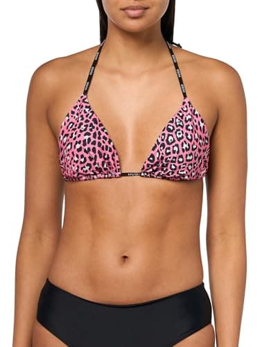Image of Hugo Women's Pure Logo Triangle Bikini Top, Leo Pink, XS