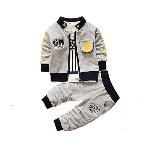 Image of Bibicola Baby Boy's Clothing Sets Jacket + T-Shirt + Pants Three-Piece Newborn Sportswear Gray
