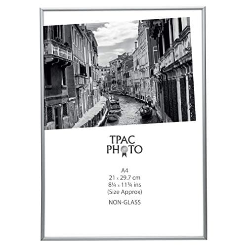 Image of Hampton Frames | Photo Frame | A4 (21x30cm), Silver, Aluminium, Rectangular | Wall Mount or Freestanding, Perspex Front, Drop-In Back | Display Certificates, Posters, Photos