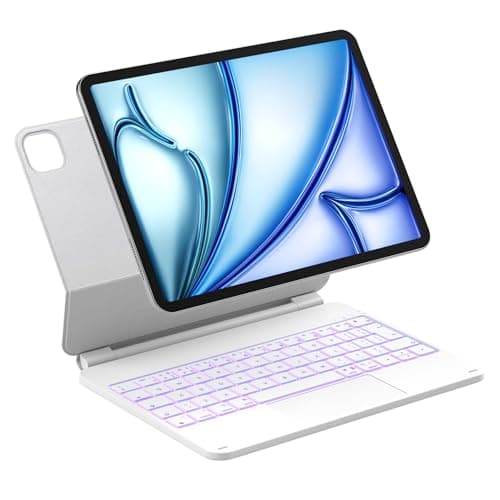 Image of Inateck Magnetic Keyboard Case for iPad Air 11 Inch M4/M3/M2, Air 5/4 Gen 10.9 Inch, Magic Keyboard for iPad Pro 11" 4/3/2/1 Gen, Floating Cantilever Stand, 7-Color Backlight, with Trackpad, White