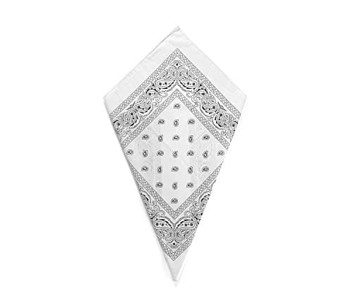 Image of White Paisley Bandana Head Scarf Headbands Handkerchief Cowboy Cotton Bib Party Face Covering Headwear For Motorcycling Mens Womens Unisex