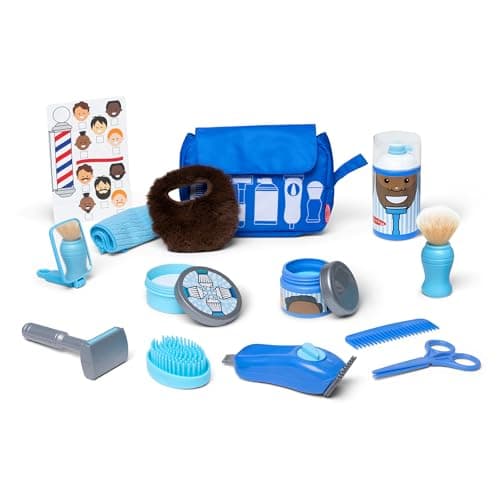 Image of Melissa & Doug Barber Shop for Kids Role Play Toys for 3+ Year Olds | Hairdresser Role Play for Children | Barber Playset | Montessori Kids Activities