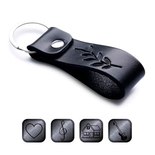 Image of MAGOR Leather Keychain Favorite for Men, Keyring Gift for Women & Men, Birthday & Anniversary, Full Grain Leather (Flower)