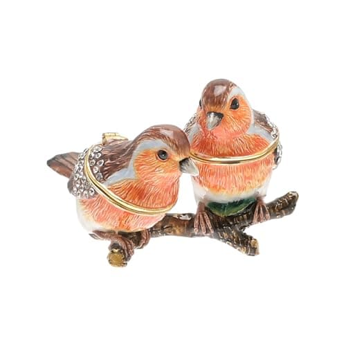 Image of Treasured Trinkets Pair of Robins on Branch Trinket Box