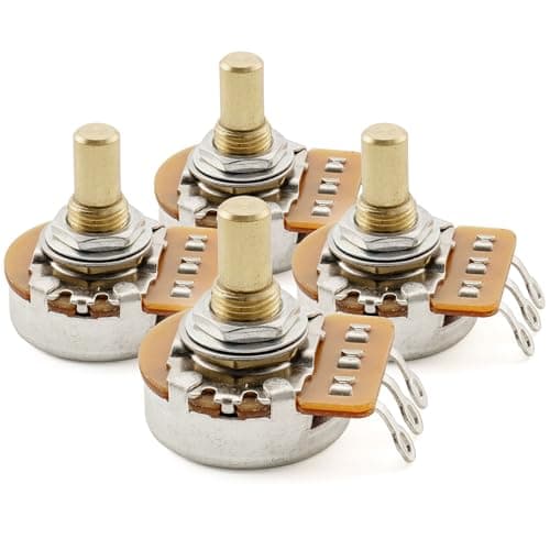 Image of Musiclily Pro HD A500K Pots Brass Metric Solid Short Shaft 6.5mm Audio Taper Potentiometers for LP/SG Style Electric Guitar Bass (Set of 4)