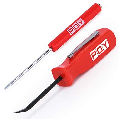 Image of PQY Pocket Magnetic Screwdriver Slotted Head with Magnet Top + Mini Pry Bar Set Red