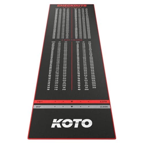 Image of KOTO - Carpet Checkout Red 285 x 80 cm, Incl. Score Indicator, Non Slip Carpet Darts Mat, Professional Dart Mat, PRedect Floor & Darts