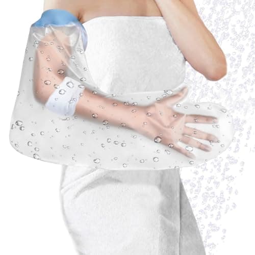 Image of Waterproof Cast Cover Arm Adult Plaster Cast Waterproof Cover Full Arm Soft Cast Cover for Shower Reusable Cast and Bandage Protector Watertight Protection for Broken Arm Hand Wrist Elbow, Large