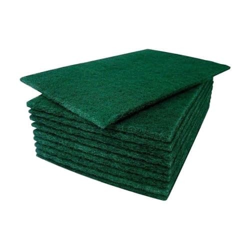 Image of We Can Source It Ltd - Green Heavy-Duty Scourer Pads - Large Single-Sided Scouring Sponges for Kitchens, Restaurants, Bars & Commercial Cleaning - Non-Scratch, Floor & Surface Cleaner - 10 Pack