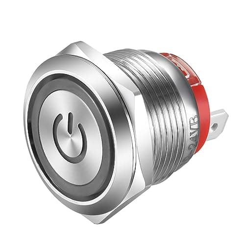Image of Gebildet 19mm 20A/12-24V Blue LED Latching Stainless Steel Push Button Switch Waterproof 4 pin SPST Switch Short Type Push Button