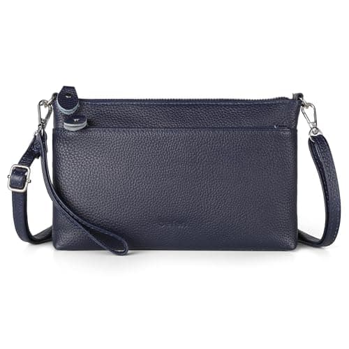 Image of befen Genuine Leather Crossbody Bags for Women Small Cross Body Phone Bag Navy Blue Handbag RFID Wristlet Purse with Multiple Pockets