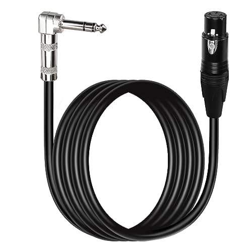 Image of PNGKNYOCN 6.5 Feet 1/4 to XLR Cable 90 Degree Right Angle 6.35 mm TRS Male Plug to XLR Female Jack Audio Stereo Microphone Cable for Speakers, Stage, DJ and More (2M)