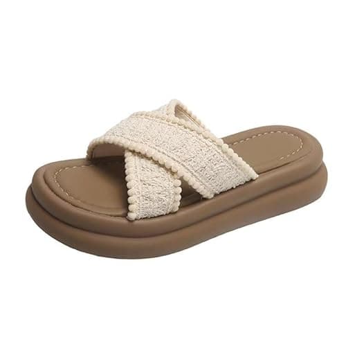 Image of Women Slide Sandals Cross Front Open Toe Summer Shoes
