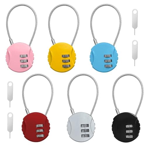 Image of TAIVIN 6 Pack Combination Padlock,Small Suitcase Locks,3-Digit Lock with Number Code for Suitcases,Gym,Travel,School Lockers