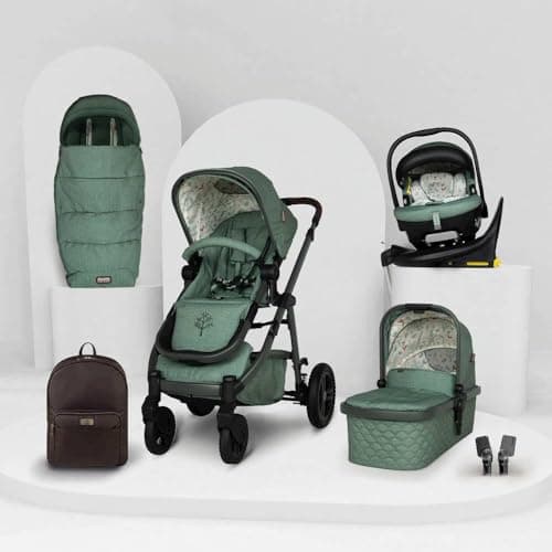 Image of Cosatto 3 in 1 Travel System, Wow 3 - Birth to 25kg, Duo Direction Compact Fold, Carrycot, Seat Unit, ADAC Tested iSize Car Seat, Rotating ISOFIX Base, Adapters, Footmuff & Backpack (Meadow)
