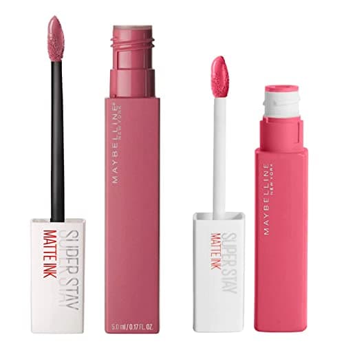 Image of Maybelline New York SuperStay Matte Ink Lip Tint Color 15 Lover + SuperStay Matte Ink Lip Tint Color 125 Inspirer - 2 Lipsticks with Tip Applicator