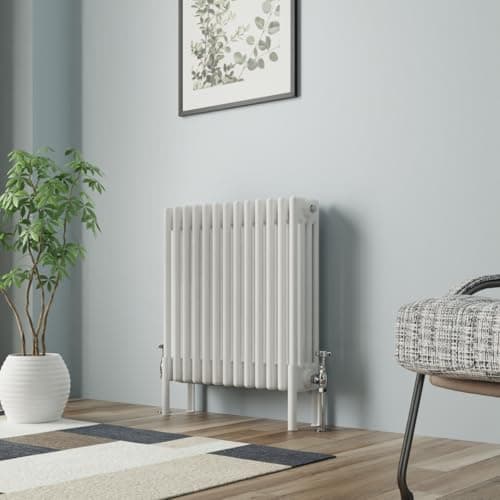 Image of NRG Traditional Cast Iron Radiator Four Column 600x605mm Gloss White Interior Designer Bathroom Radiators