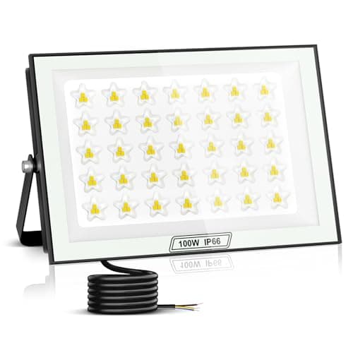 Image of Viugreum 100W Security Light, 10000LM Led Floodlight 6500K Daylight White, IP66 Waterproof Outside Flood Lights Mains Powered, 140° Beam Angle Flood Light Outdoor Spotlight for Garden Patio Garage