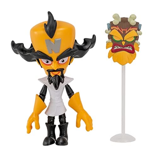 Image of BANDAI Crash Bandicoot Action Figures Dr Neo Cortex With Mask | 11cm Dr Neo Cortex Toy With Mask And Stand Accessories | Collectable Figures As Merchandise And Video Game Gifts