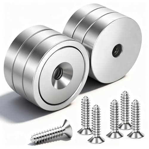 Image of 6 Pack Magnet with Screws 25 LB Force 20 x 6 mm with Countersunk Hole, Pot Extra Strong Magnets, Neodymium Round Magnets