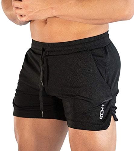 Image of Superora Mens Running Gym 2 in 1 Sport Shorts Breathable Outdoor Workout Training Shorts with Pockets, Black, M