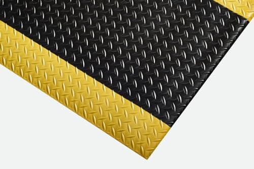 Image of Kumfi Diamond Durable Extra Thick Anti-Fatigue Mat for Kitchen, Workshop, Standing Desk - Rubber Heavy Duty Mat - 60cm x 90cm - Black/Yellow