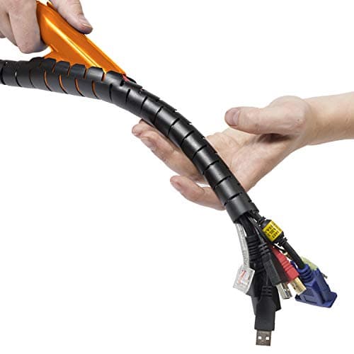 Image of D-Line Cable Zipper, Organise PC or TV cables, Zip Tool Installation, Desk Cable Management – 25mm outer diameter, 2.5m Length – Black