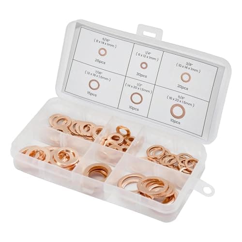 Image of Dapetz ® Imperial Washer Set Assorted Sizes 6 Different Sizes in Clear Storage Box Perfect for Electrical Connections Plumbing and DIY Projects 110 PCS